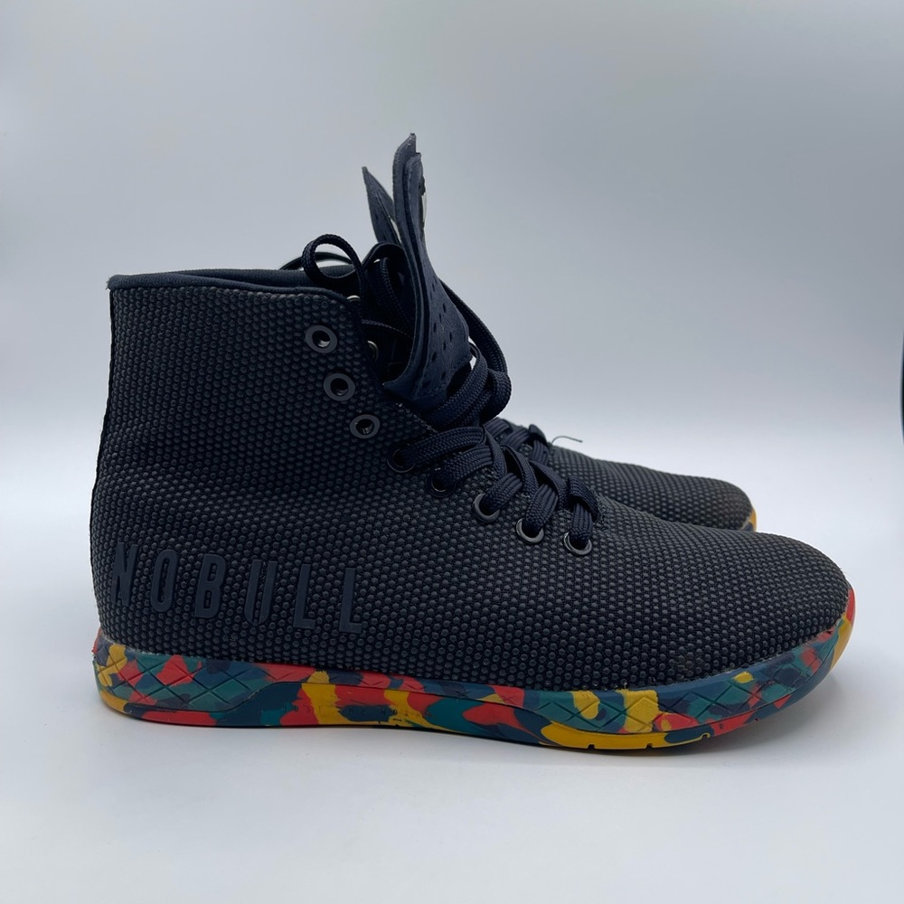 NOBULL Black High-Top Trainers with Multicolor Sole